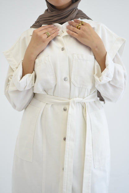Denim Dress - White