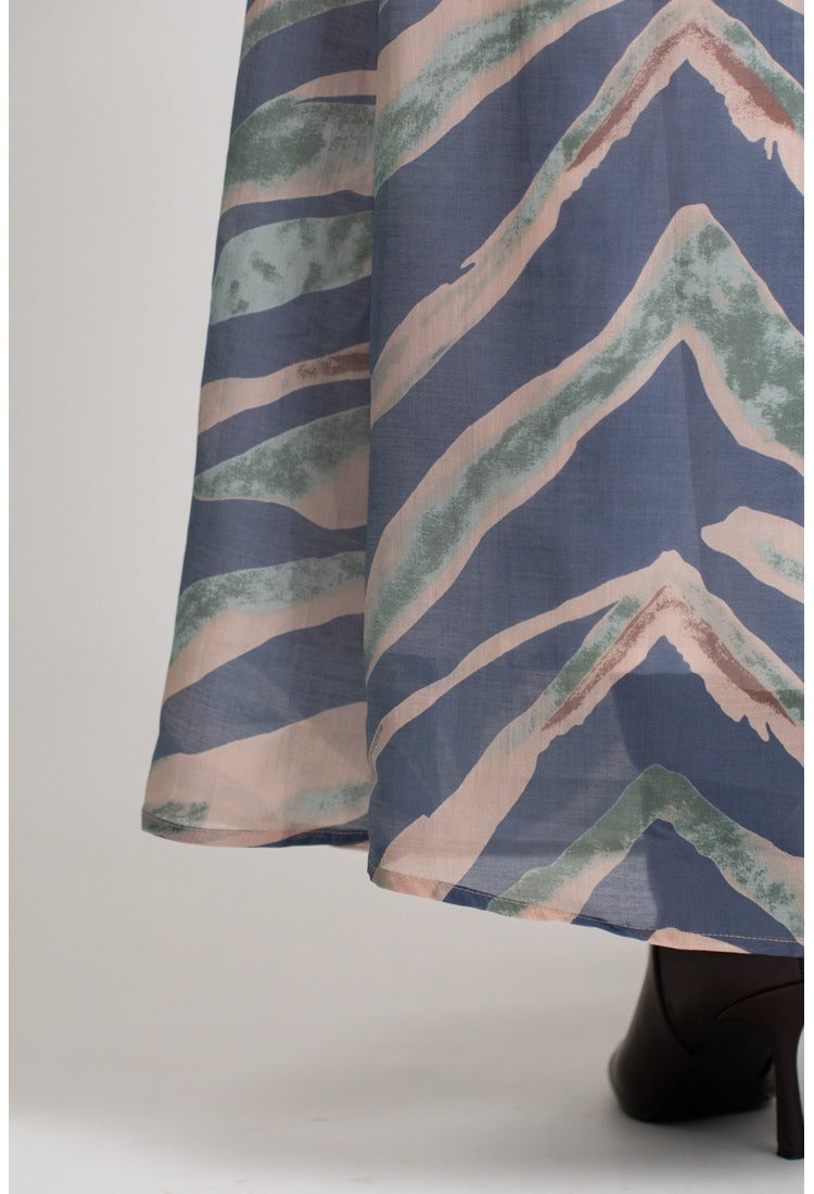 Flared Maxi Skirt - Blue