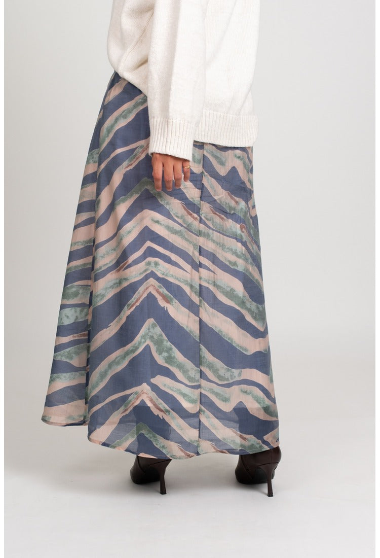 Flared Maxi Skirt - Blue