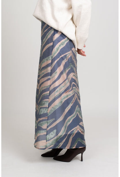 Flared Maxi Skirt - Blue