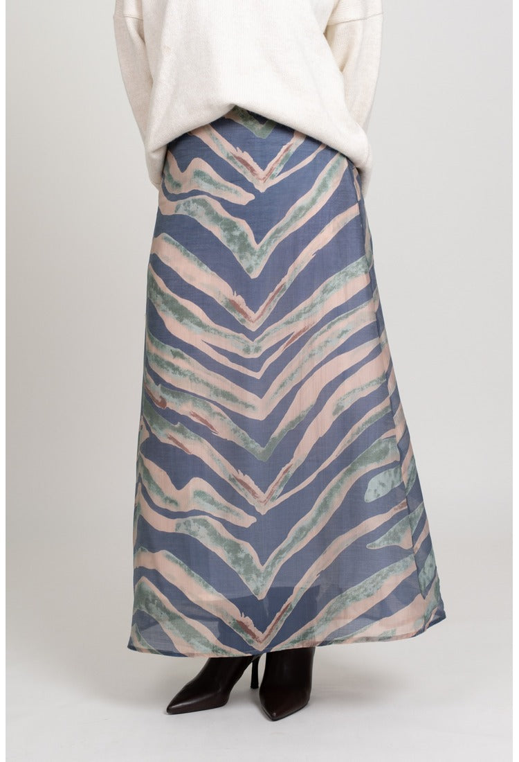 Flared Maxi Skirt - Blue