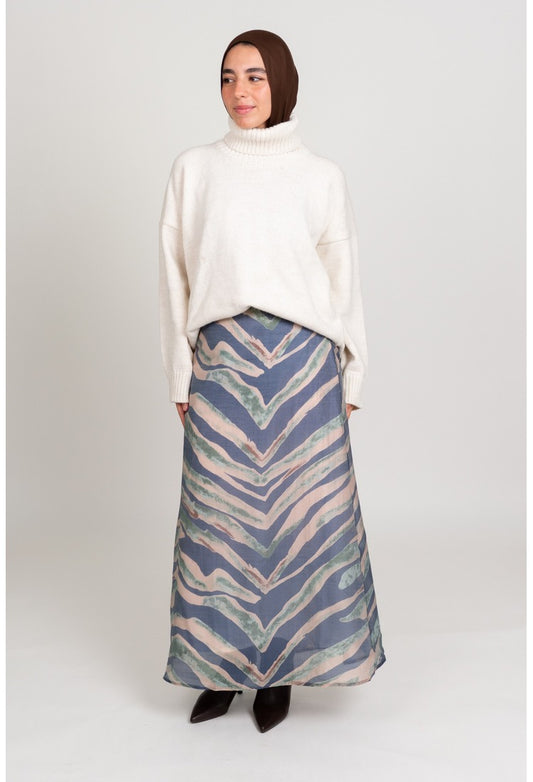 Flared Maxi Skirt - Blue