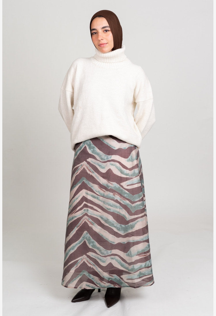 Flared Maxi Skirt- Brown