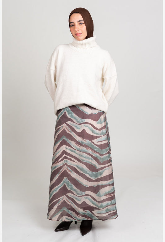 Flared Maxi Skirt- Brown