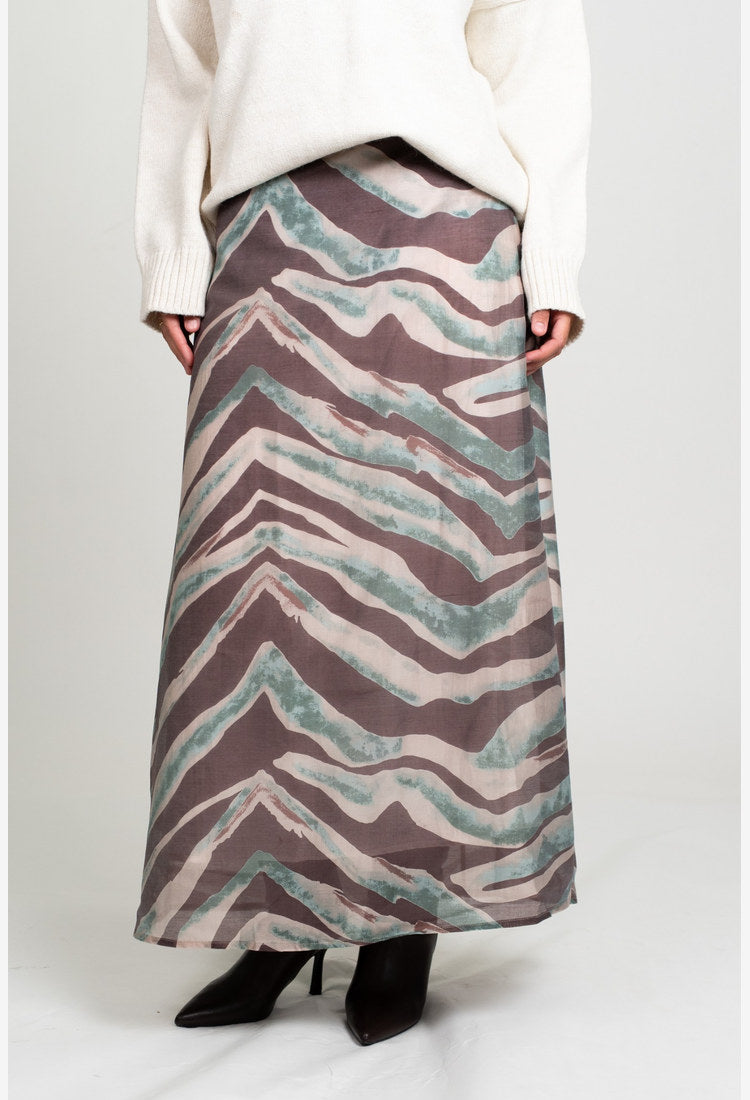 Flared Maxi Skirt- Brown