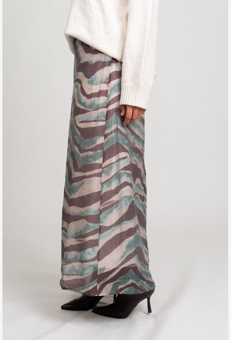 Flared Maxi Skirt- Brown