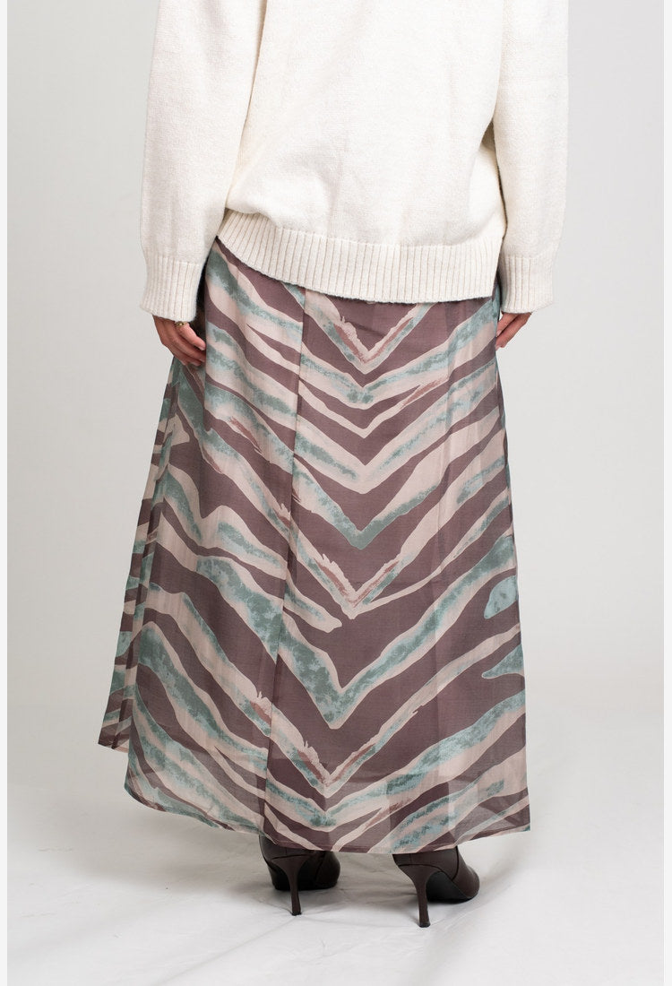 Flared Maxi Skirt- Brown
