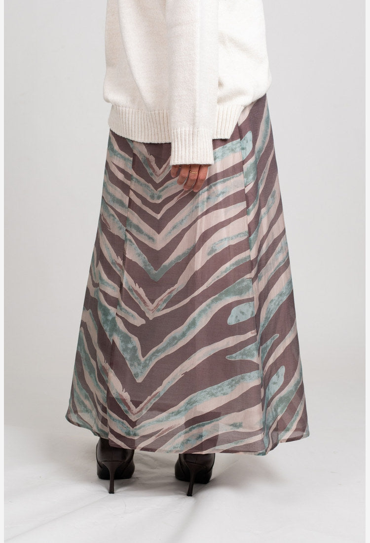 Flared Maxi Skirt- Brown