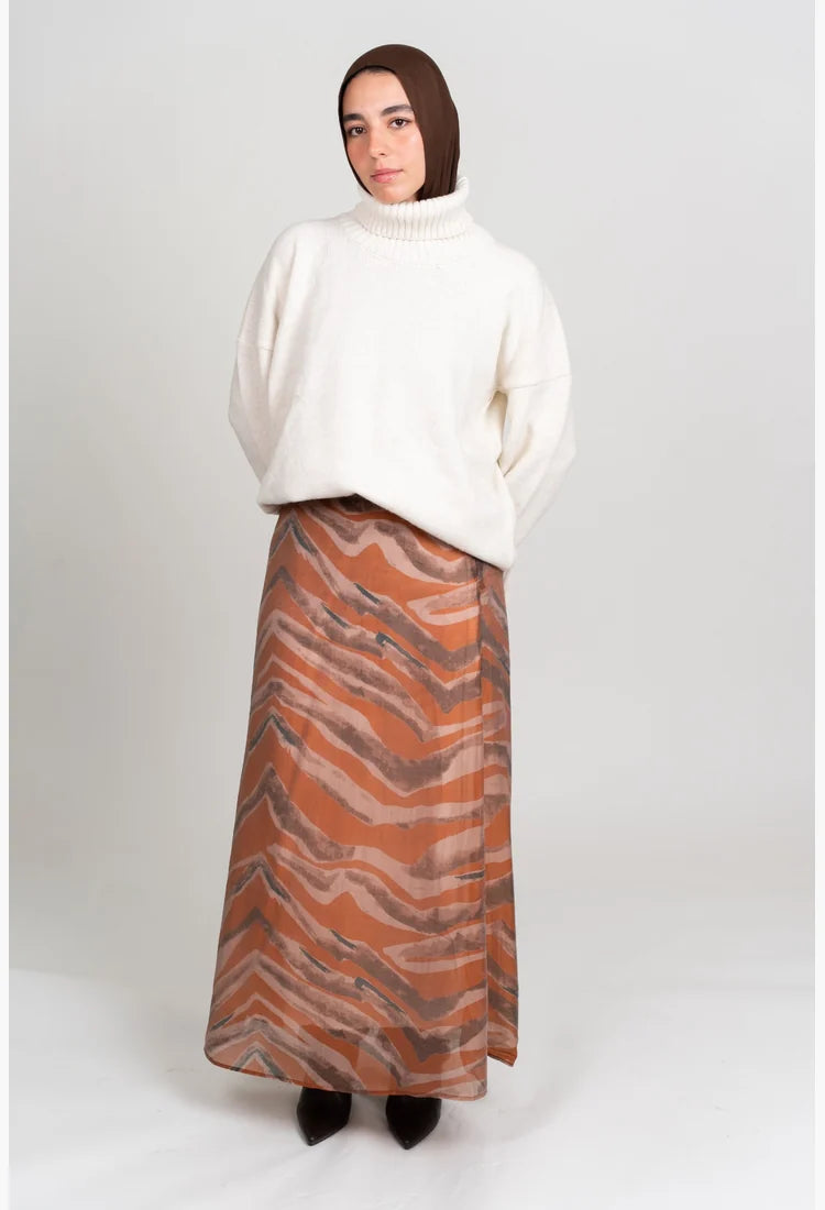 Flared Maxi Skirt - Orange