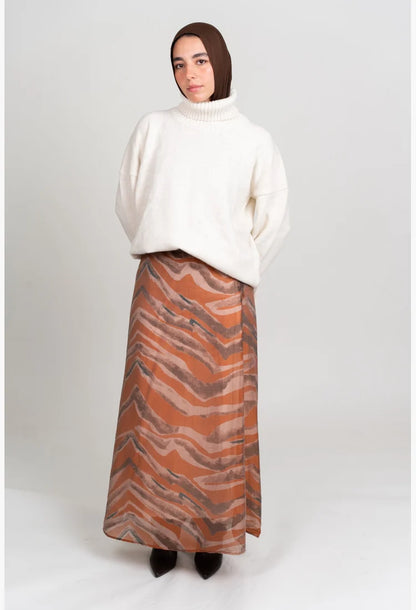 Flared Maxi Skirt - Orange