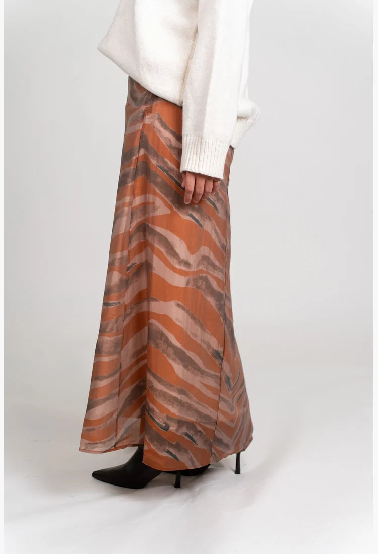 Flared Maxi Skirt - Orange