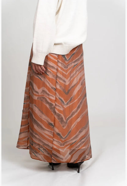 Flared Maxi Skirt - Orange