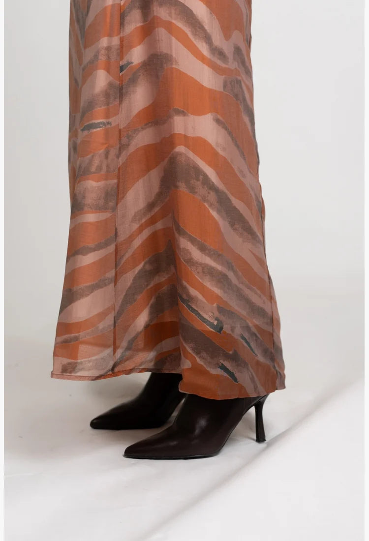 Flared Maxi Skirt - Orange