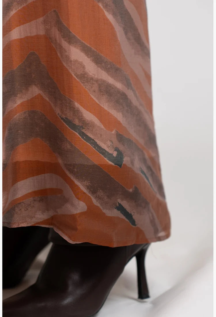 Flared Maxi Skirt - Orange