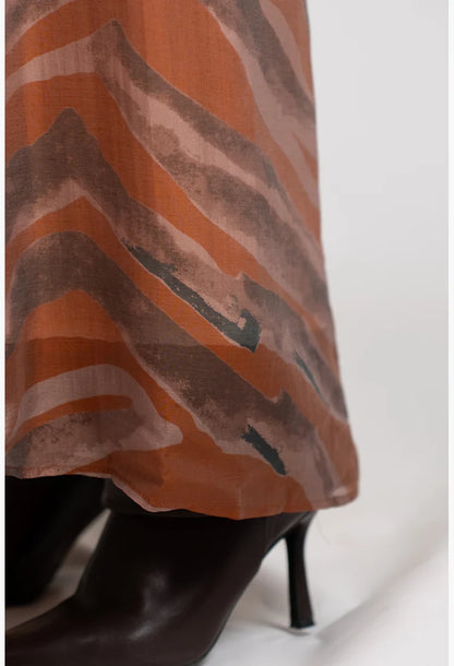 Flared Maxi Skirt - Orange