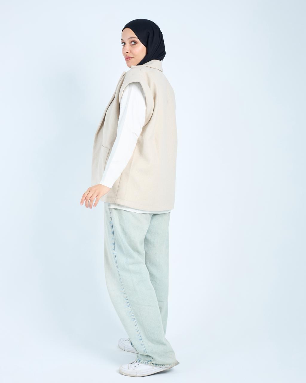 Sleeveless Coat -Beige