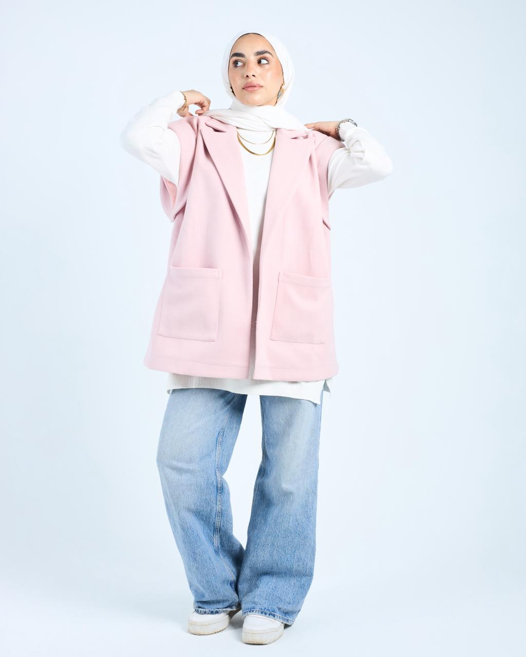 Sleeveless Coat -Pink