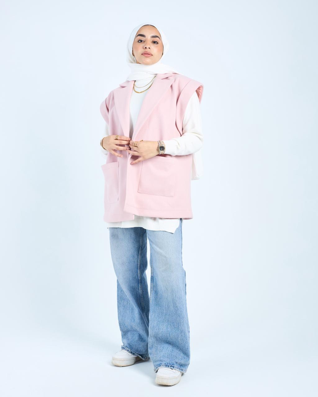 Sleeveless Coat -Pink