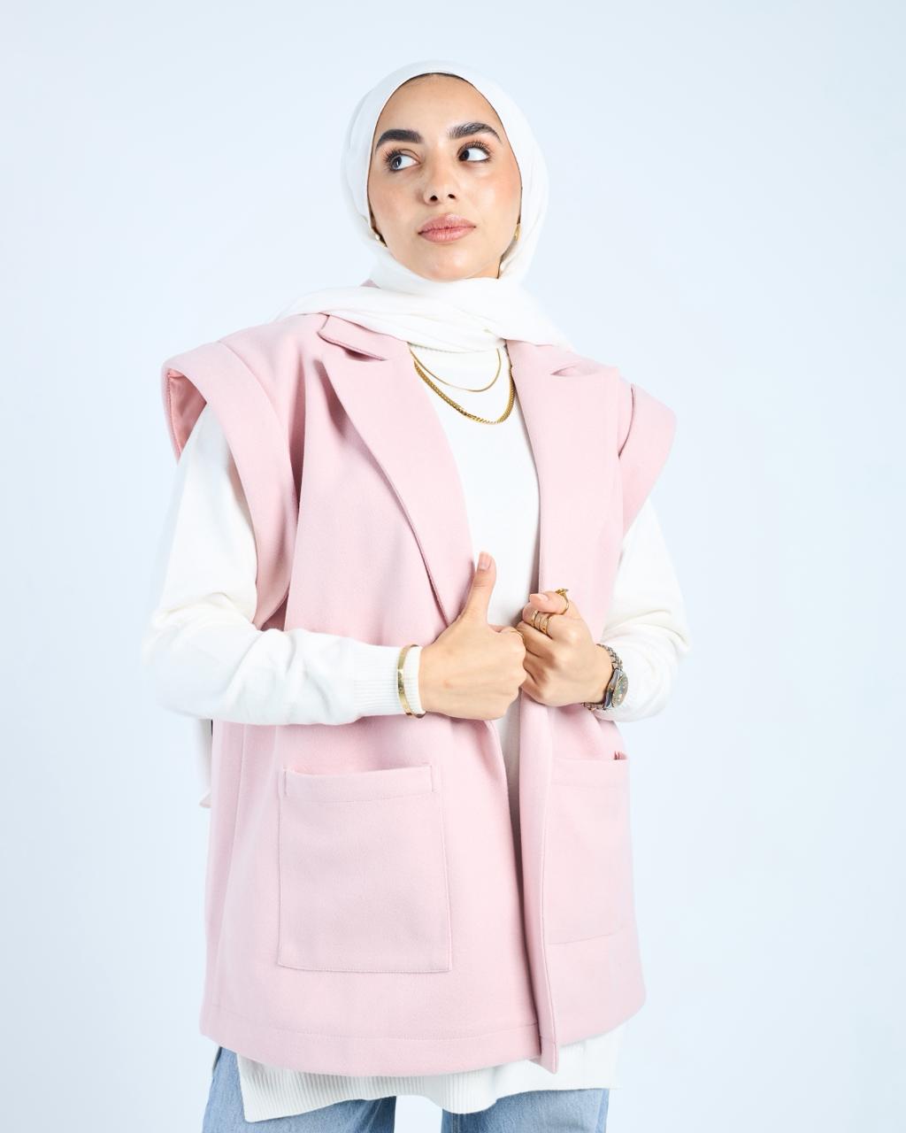 Sleeveless Coat -Pink