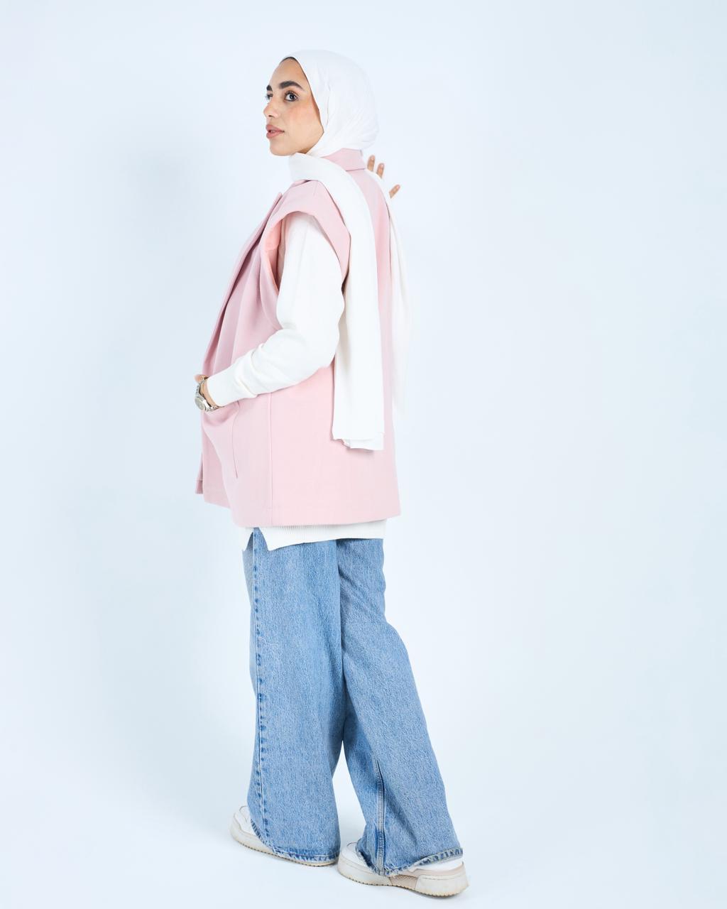 Sleeveless Coat -Pink