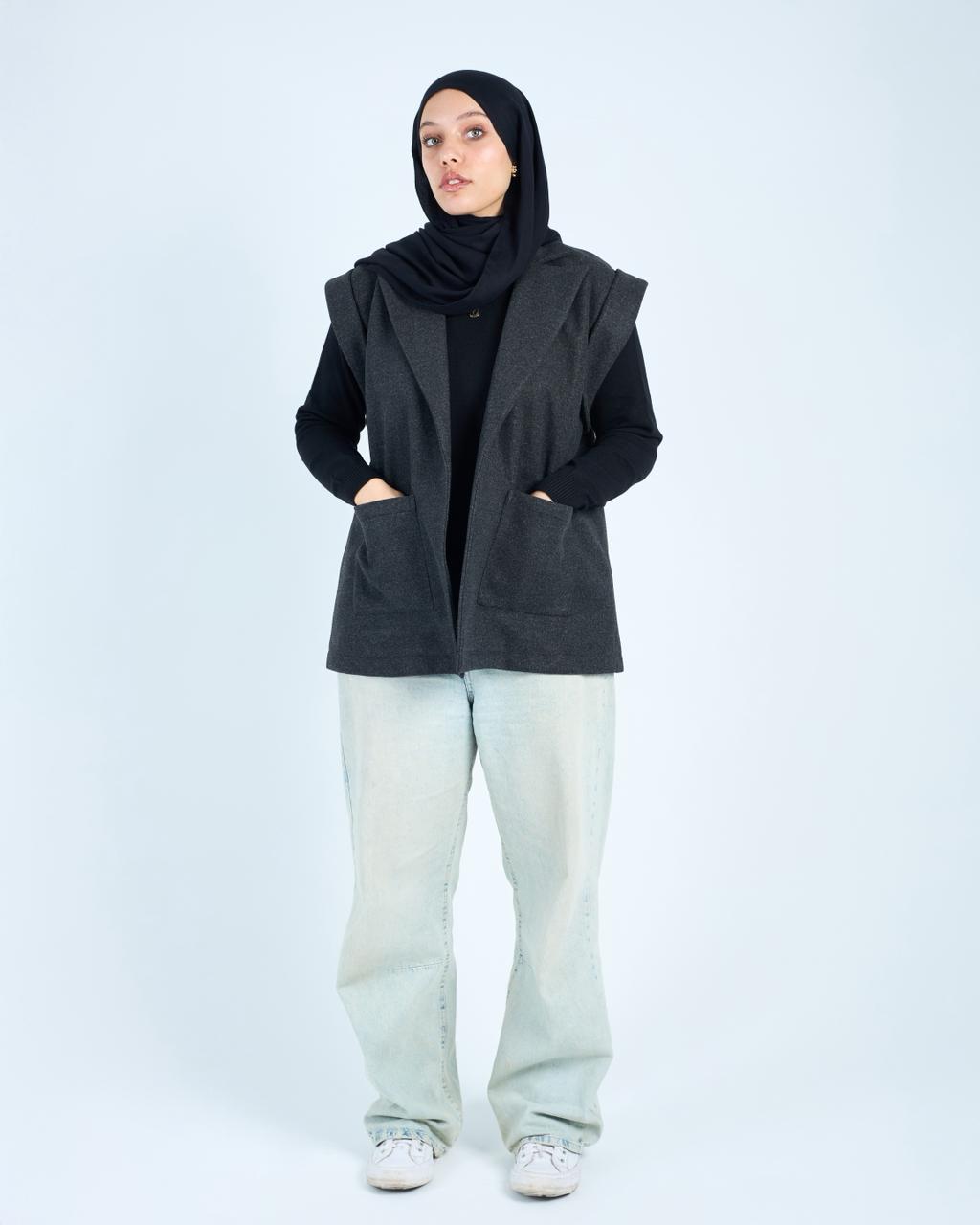Sleeveless Coat- Grey