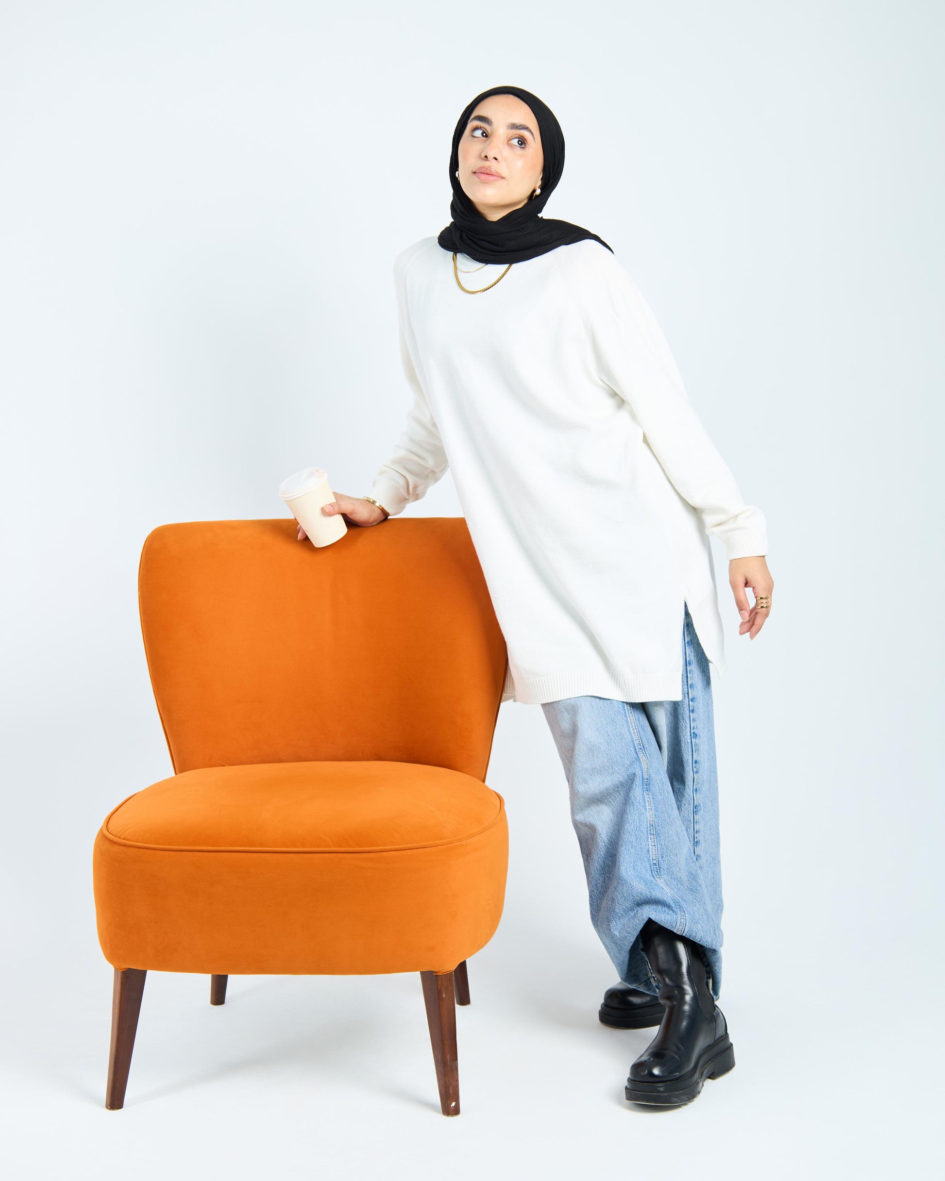 Long Basic Pullover- White