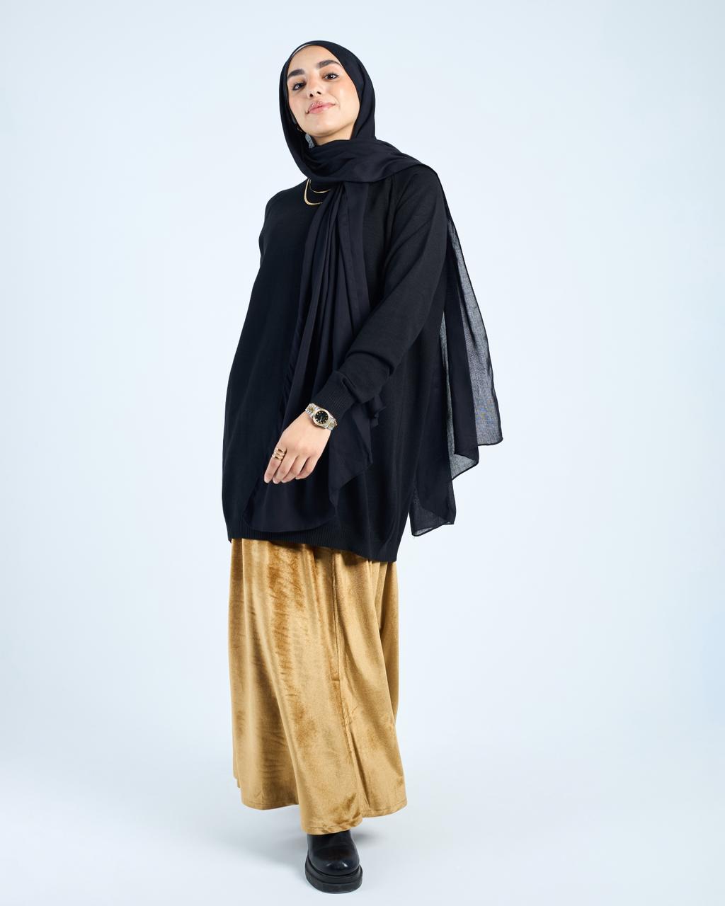 Long Basic Pullover- Black