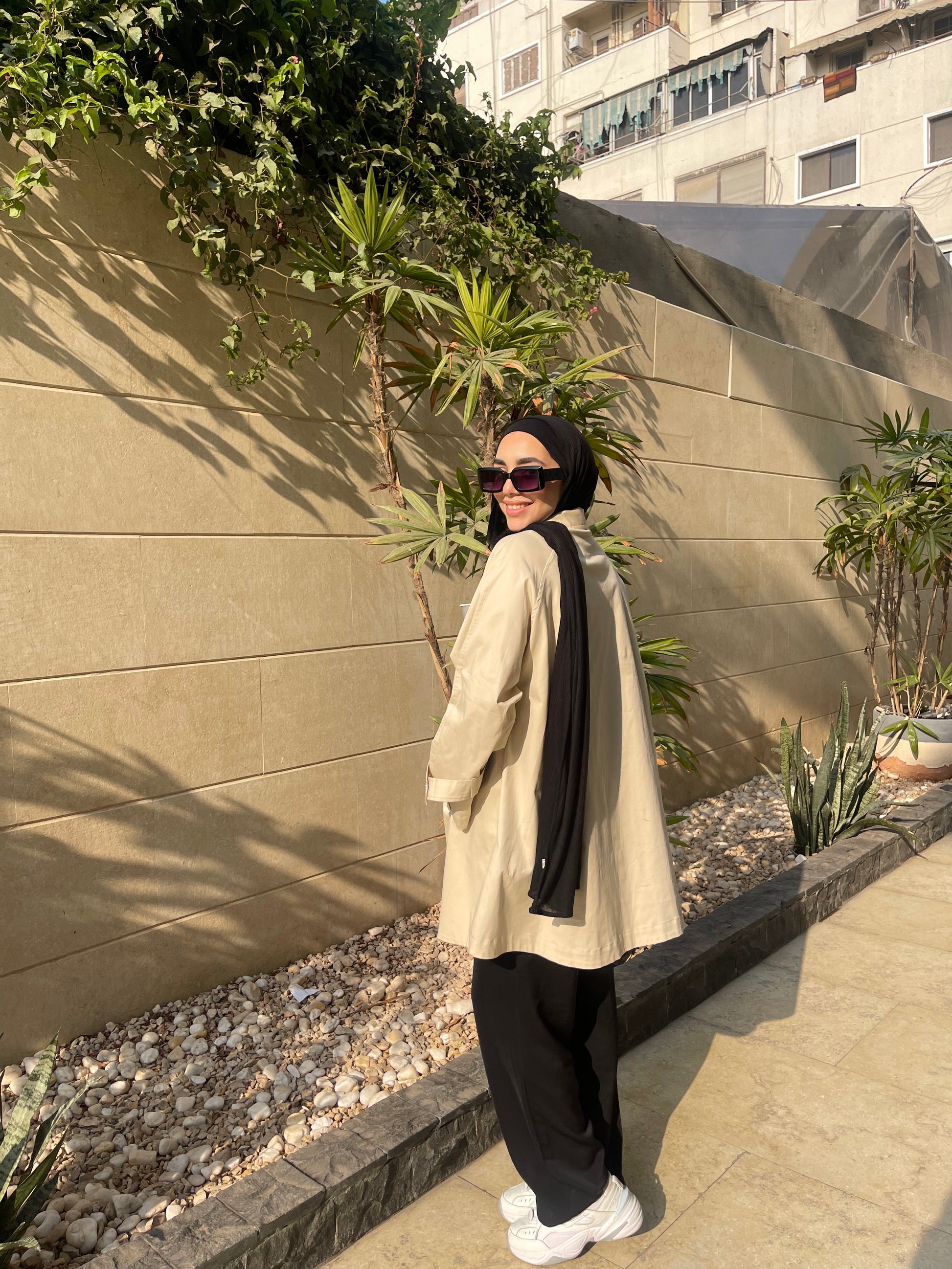 Oversized Gabardine Jacket- Beige