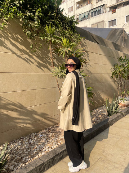 Oversized Gabardine Jacket- Beige