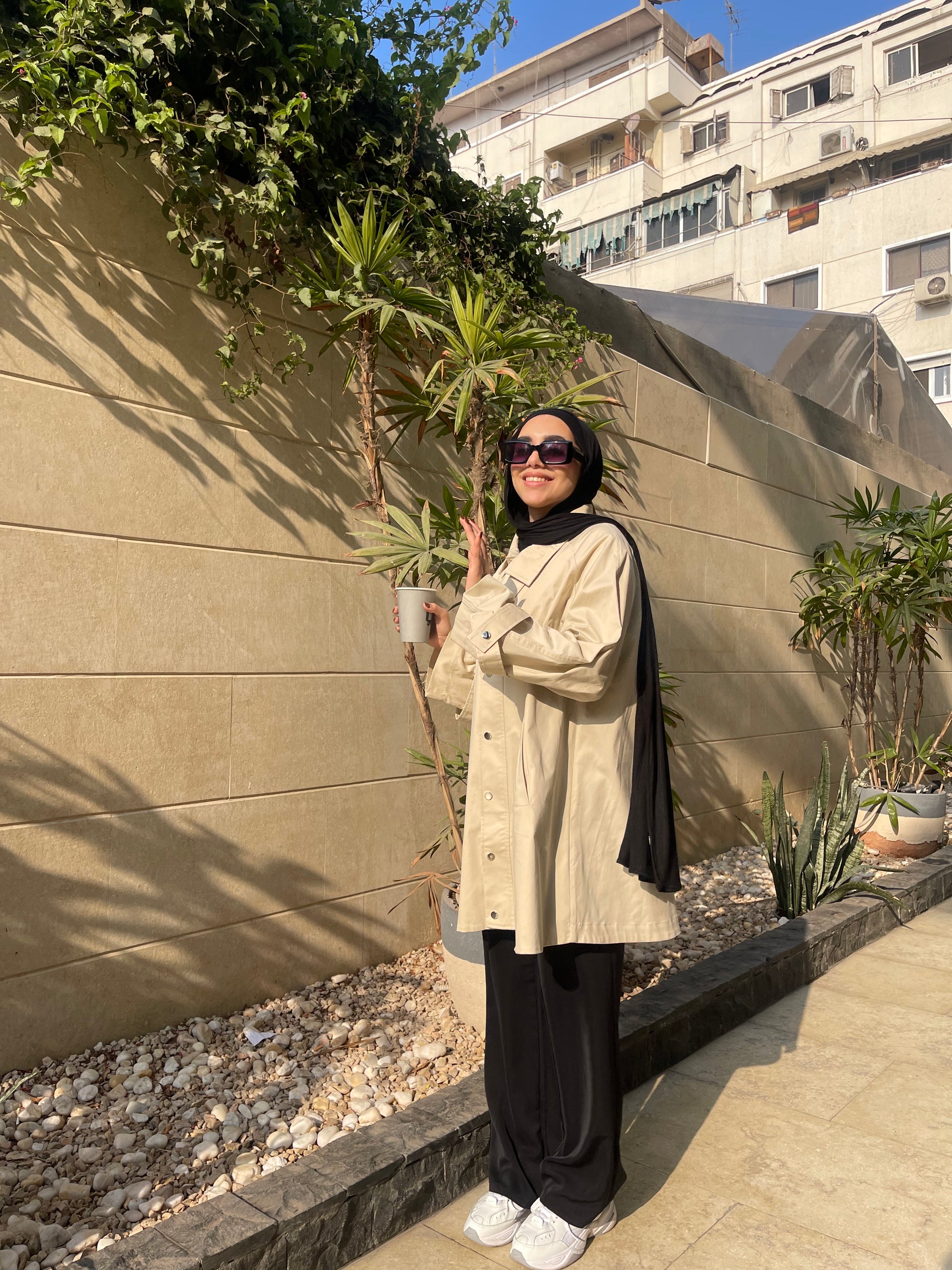 Oversized Gabardine Jacket- Beige