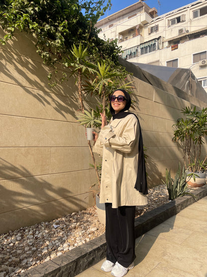 Oversized Gabardine Jacket- Beige