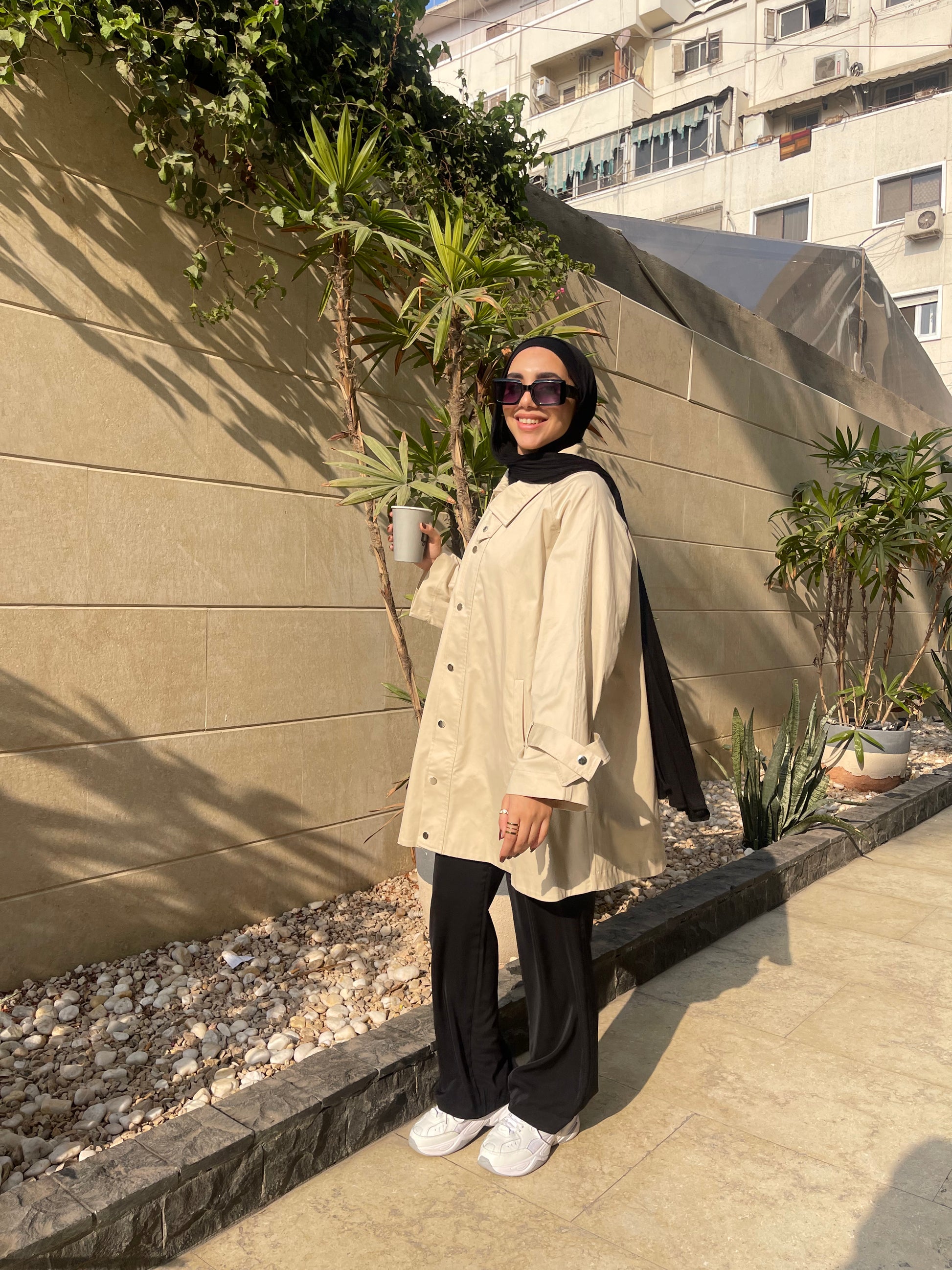 Oversized Gabardine Jacket- Beige