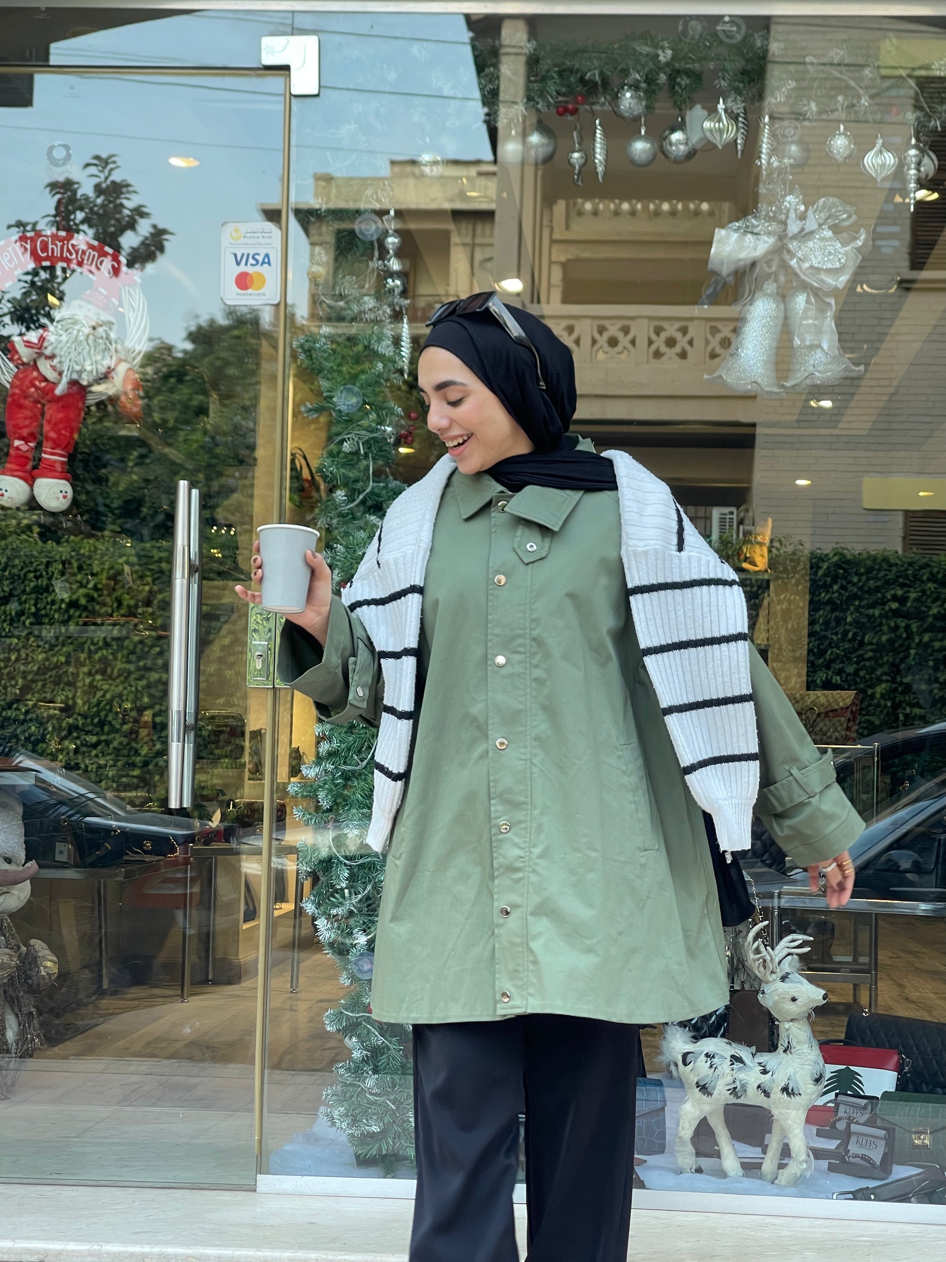 Oversized Gabardine Jacket- Olive