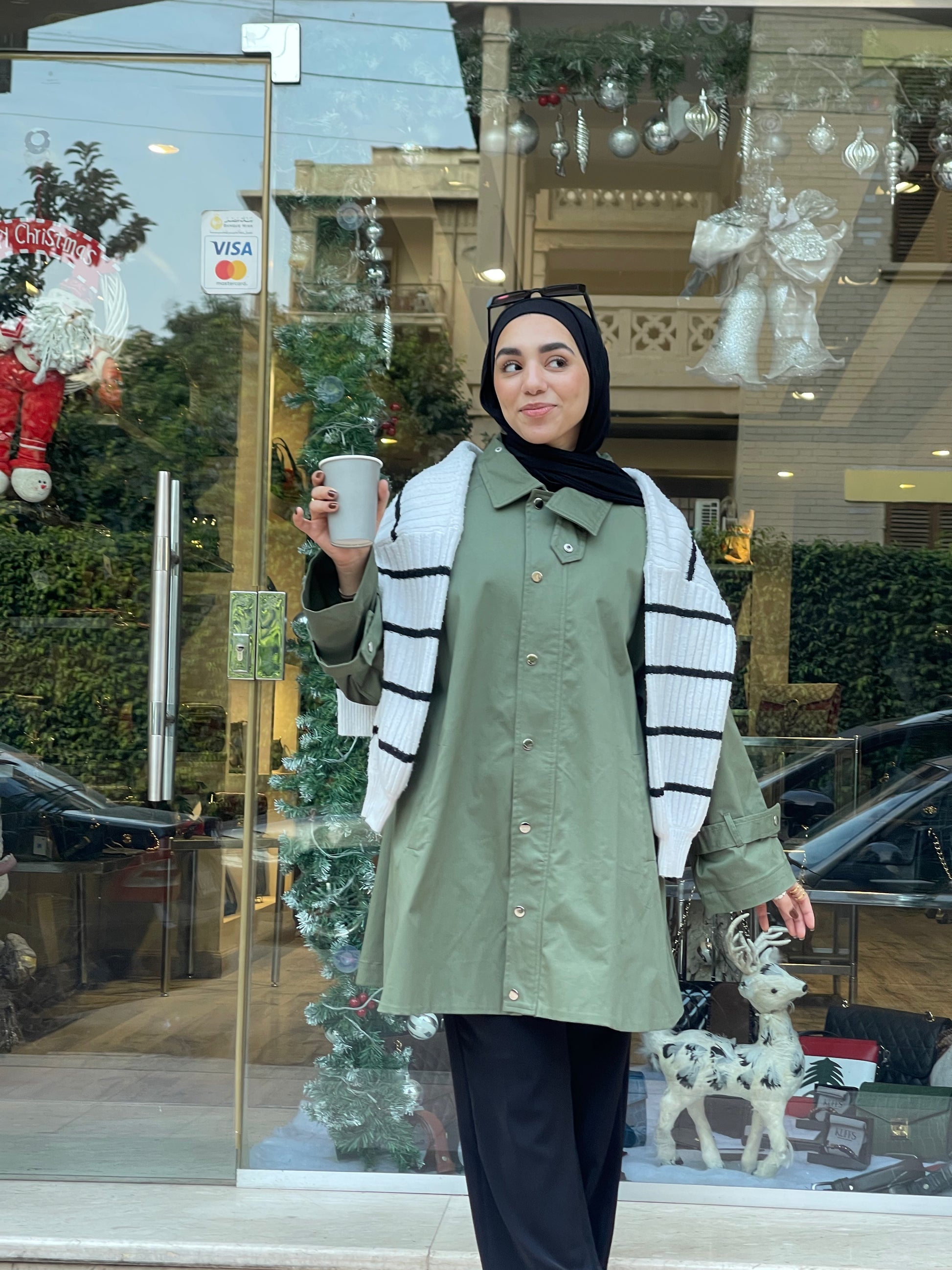 Oversized Gabardine Jacket- Olive