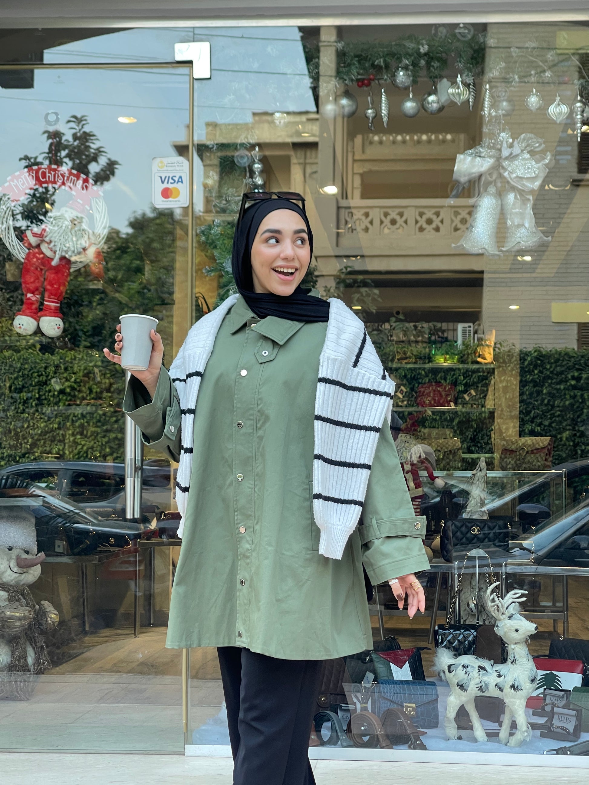 Oversized Gabardine Jacket- Olive