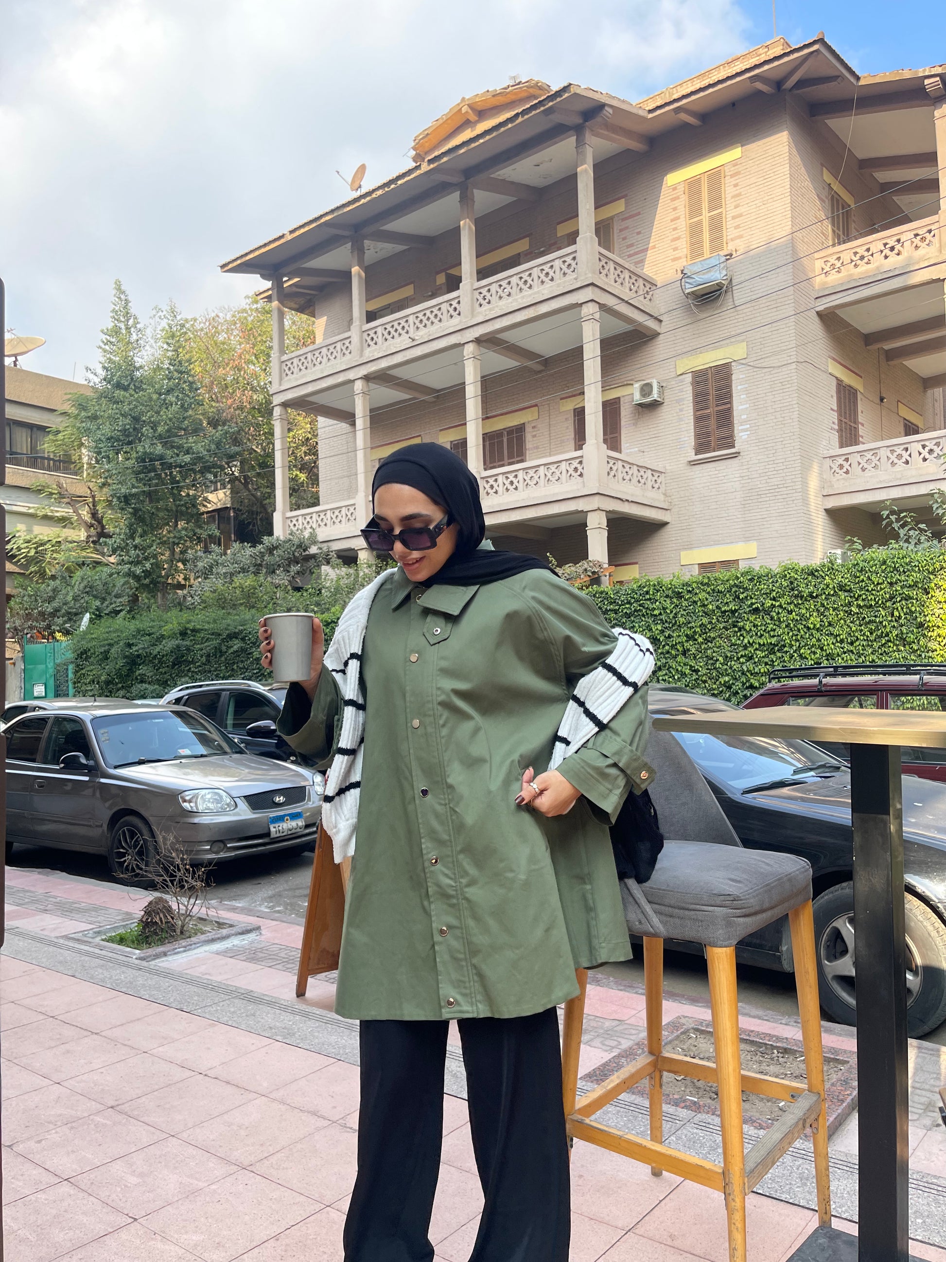 Oversized Gabardine Jacket- Olive