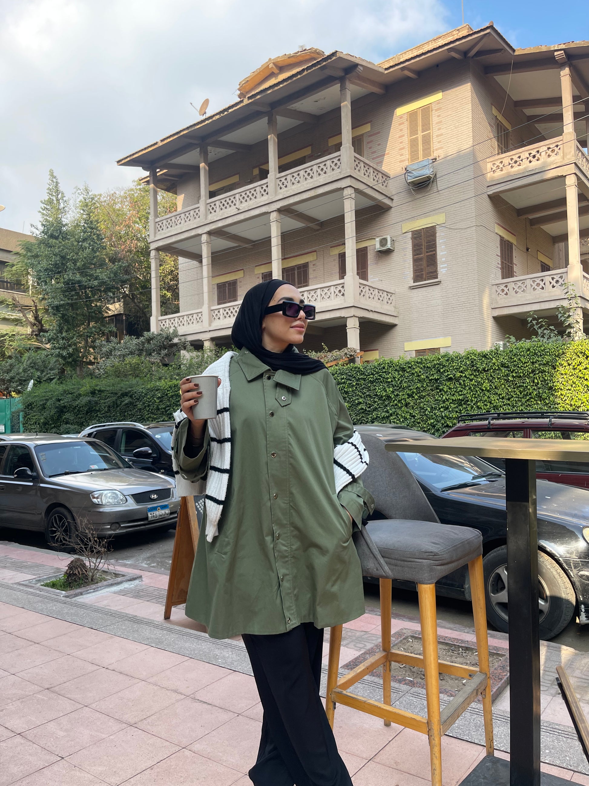 Oversized Gabardine Jacket- Olive