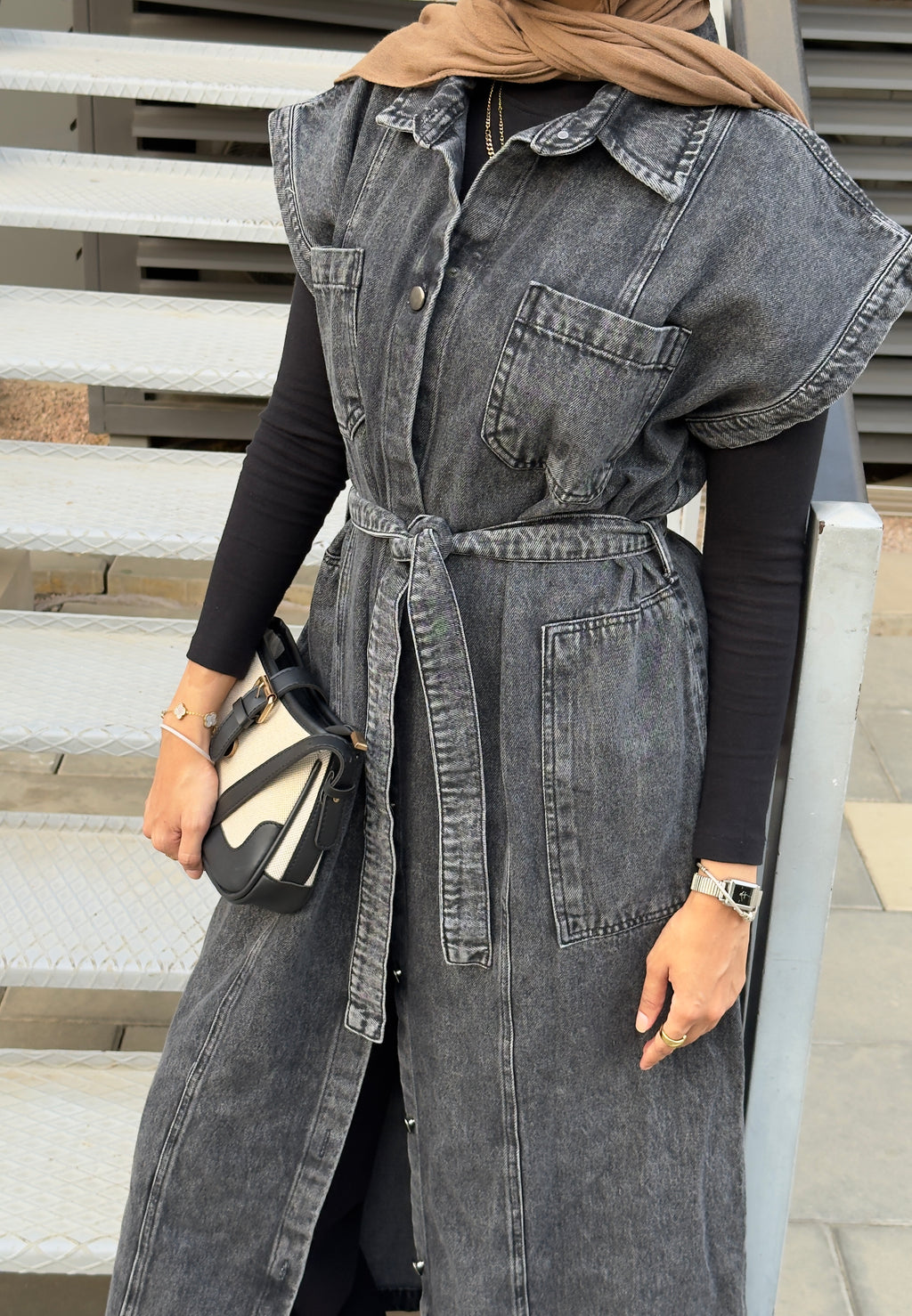 Denim Dress-Black