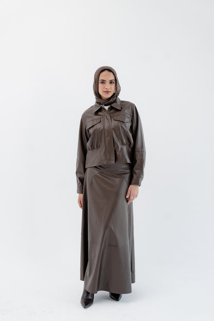 طقم جلدي - بني