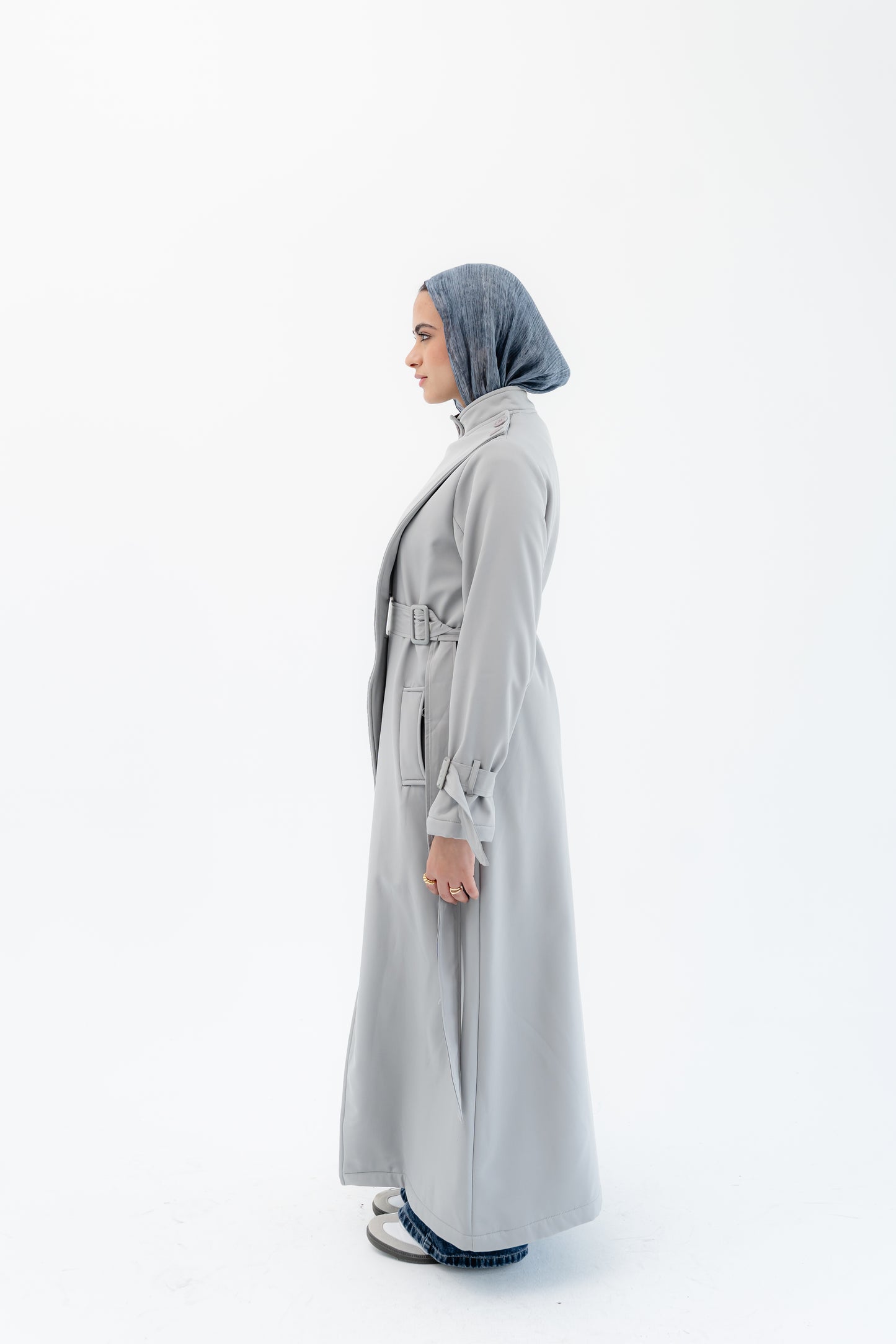 Elegant Wrap Belted Coat -Gray