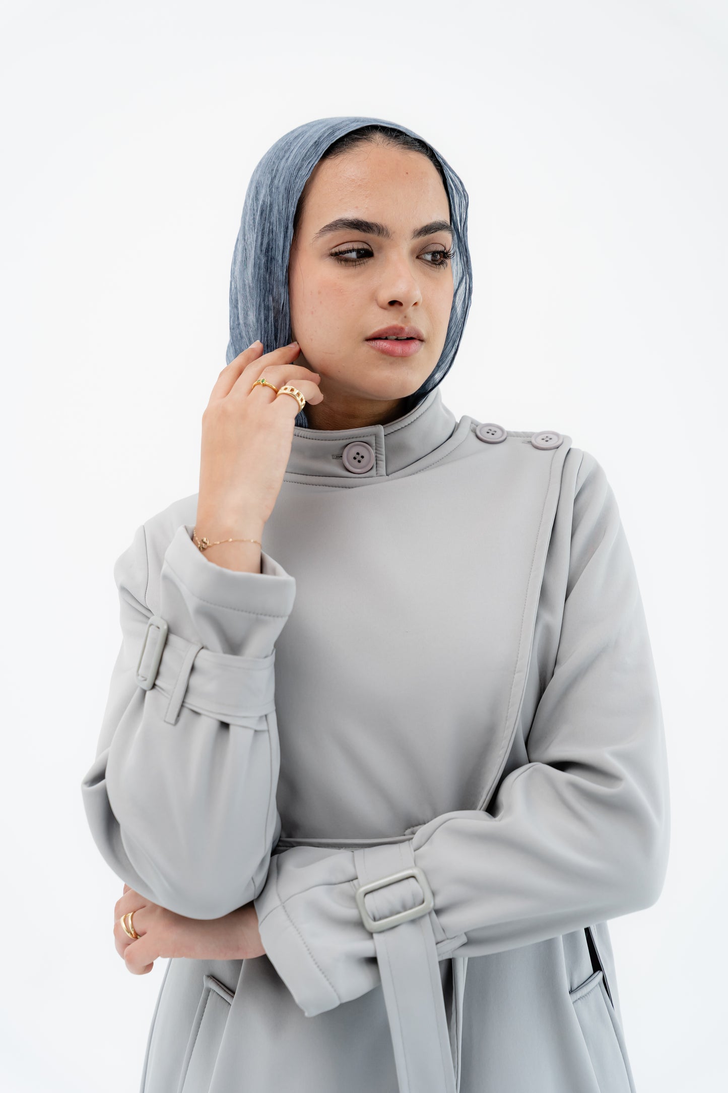 Elegant Wrap Belted Coat -Gray
