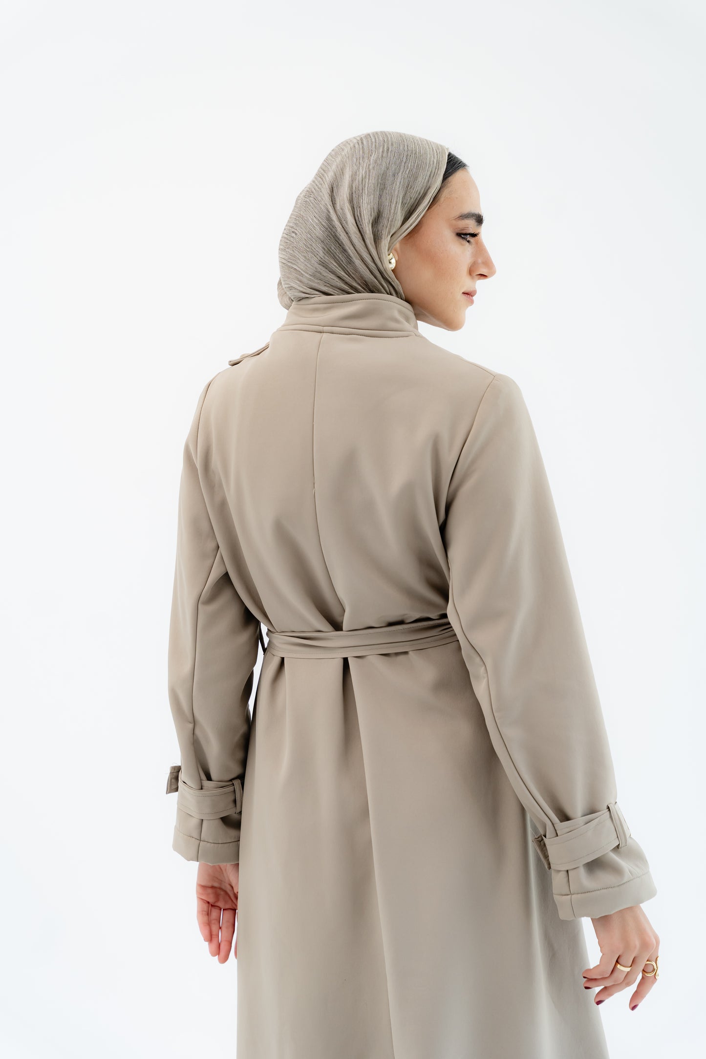 Elegant Wrap Belted Coat -Olive