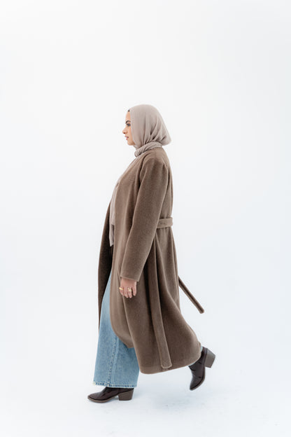 Straight-Cut Long Coat -Coffe