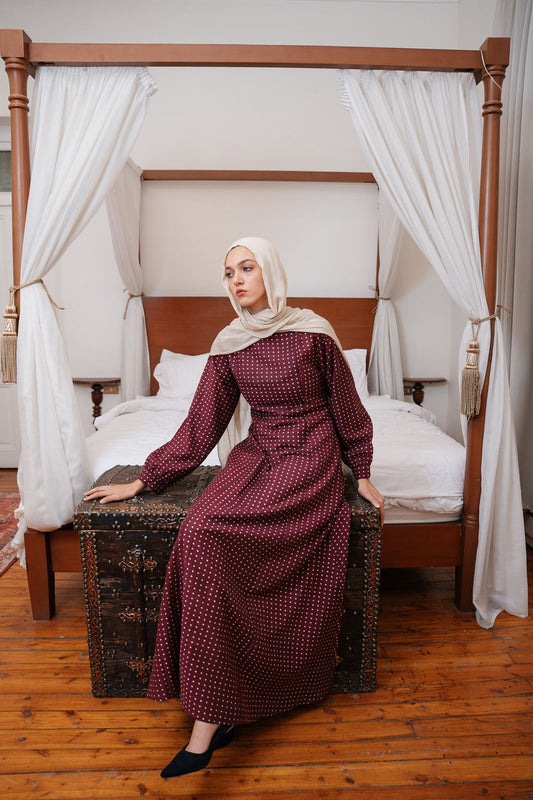 Dots Dress-Burghandy