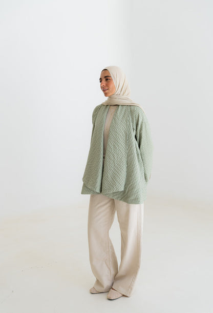 Oversized Knitted Cardigan - mint