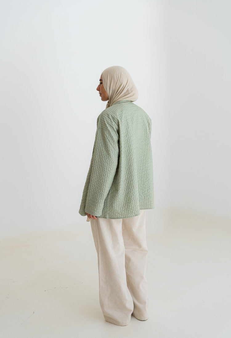 Oversized Knitted Cardigan - mint