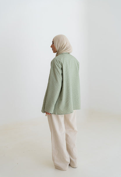 Oversized Knitted Cardigan - mint