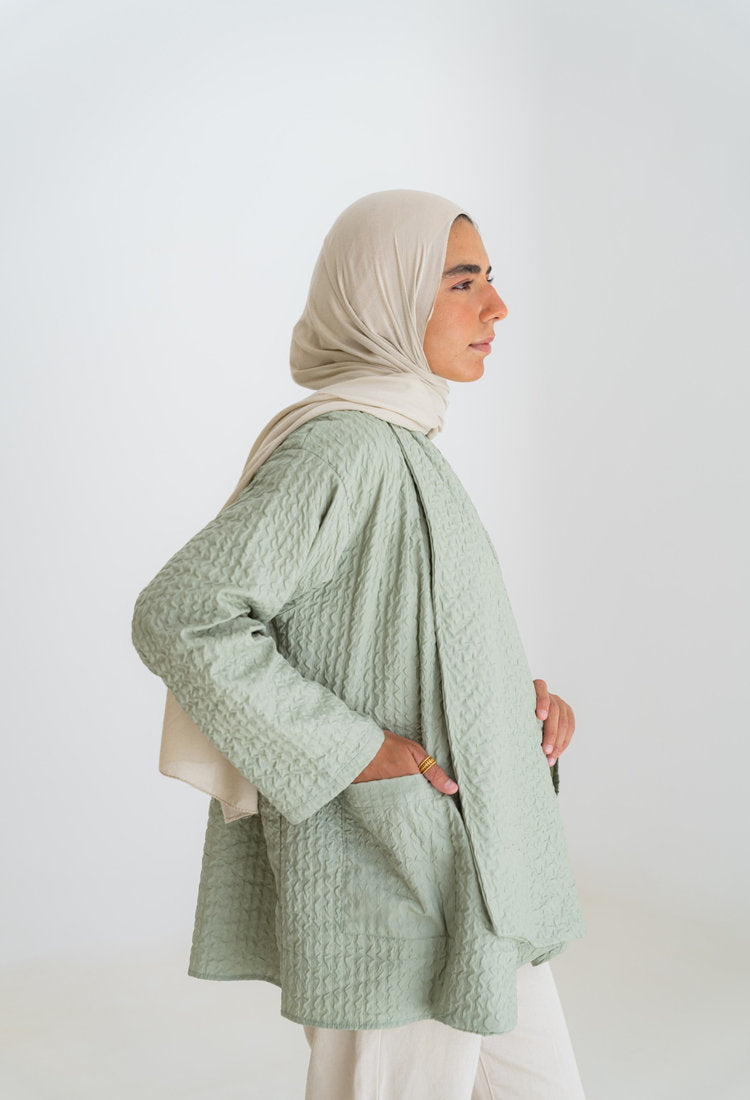 Oversized Knitted Cardigan - mint