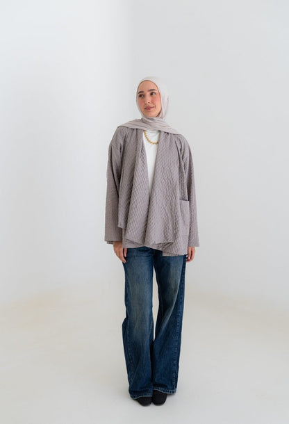Oversized Knitted Cardigan - gray
