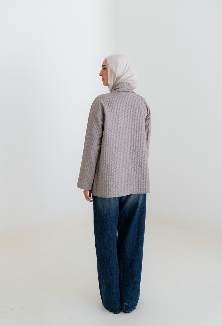 Oversized Knitted Cardigan - gray